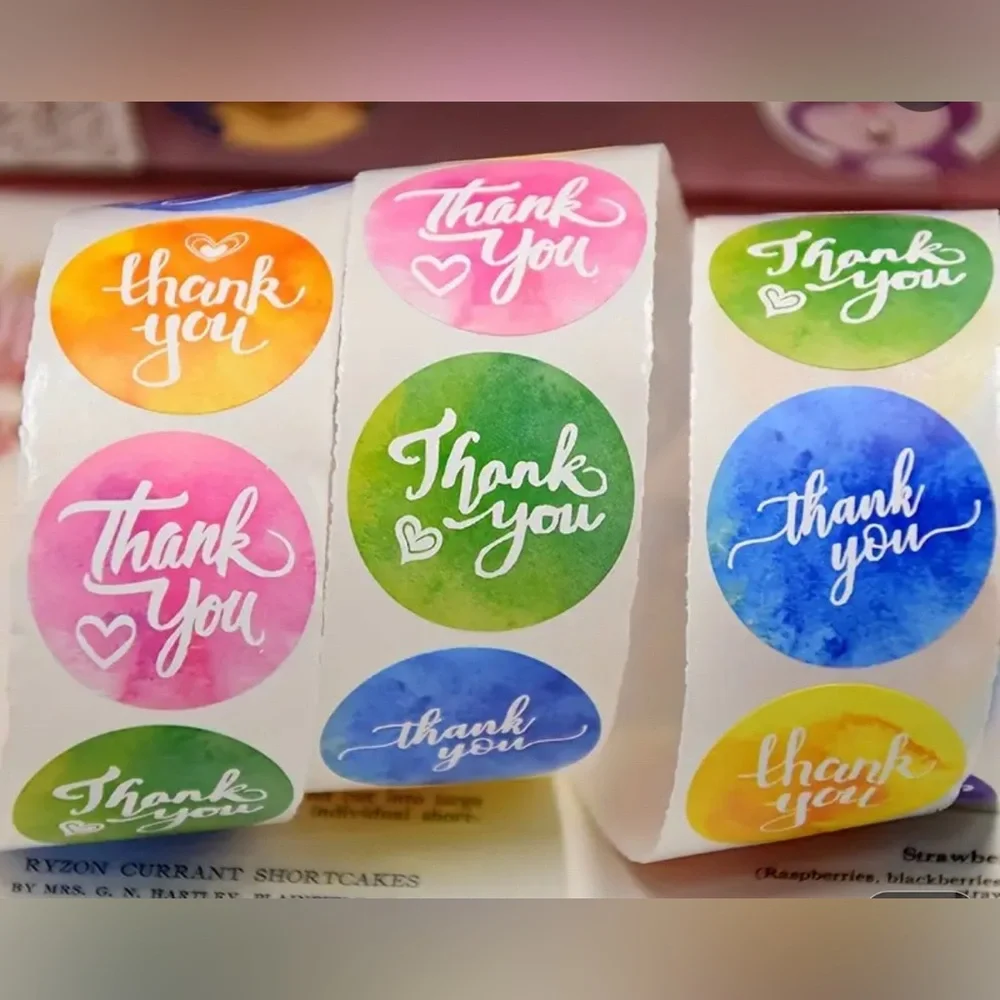 Colorful Rainbow Thank You Sticker 500pcs/Roll